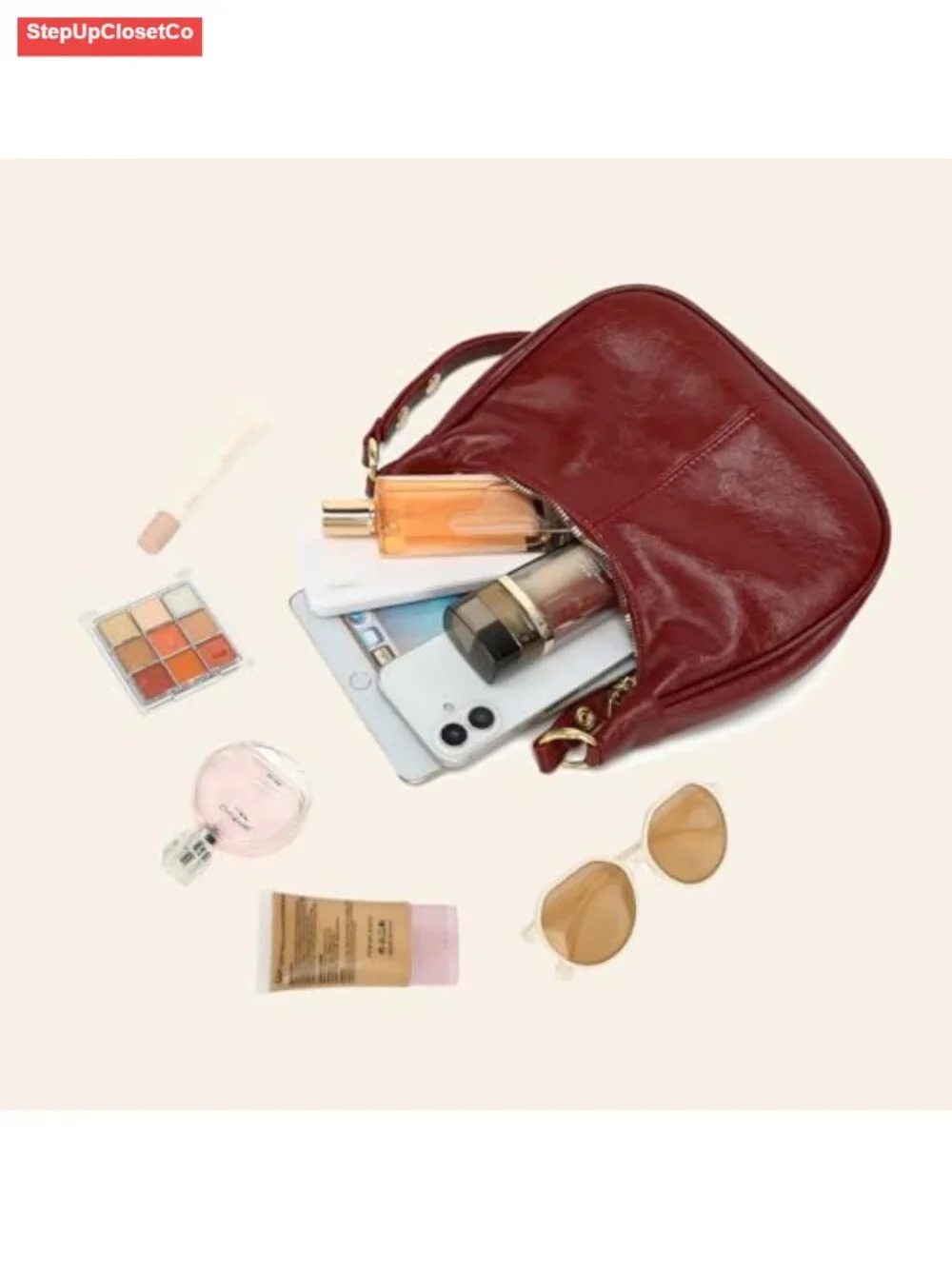 Small Crossbody Bag for Women Retro Hobo Vegan Leather Shoulder Purse